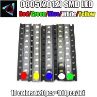 【☸2023 New☸】 lihongtaot X20pcs 5สี = 100ชิ้นชุดไฟ Led Smd 0805ชุดไดโอดสีแดง/เขียว/น้ำเงิน/เหลือง/ไฟ Led สีขาว