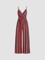 Cider Linen-blend V-neck Stripe Jumpsuit