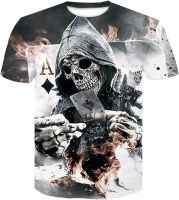 Rasbctk Mens Black and White Skull Shirt 3D Printing Short Sleeve T-Shirt