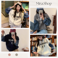 Mira_shop เสื้อแขนยาวแขนเสื้อผ้ายีนส์ คอลใหม่ เก๋ไก๋ออกแบบมาไม่ซ้ำใคร 7316#