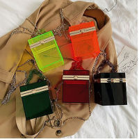 New Korean version acrylic transparent box chain small square bag web celebrity hand bill of bill shoulder cross-body bag