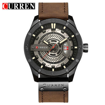 2021CURREN Men Military Sports Watches Mens Quartz Date Clock Man Casual Leather Wristwatches Relogio Masculino