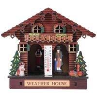 Weather House, Forest Weather House with Man and Woman, Wood Chalet Barometer and Hygrometer Home Decoration Wall Hanging Ornaments