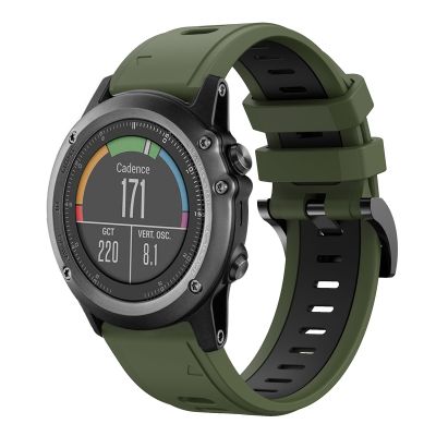 สำหรับ Garmin Fenix 3ชม. 26มม. สายนาฬิกาข้อมือซิลิโคนกีฬา2สี (สีเขียวทหาร + ดำ) (ลดเอง)