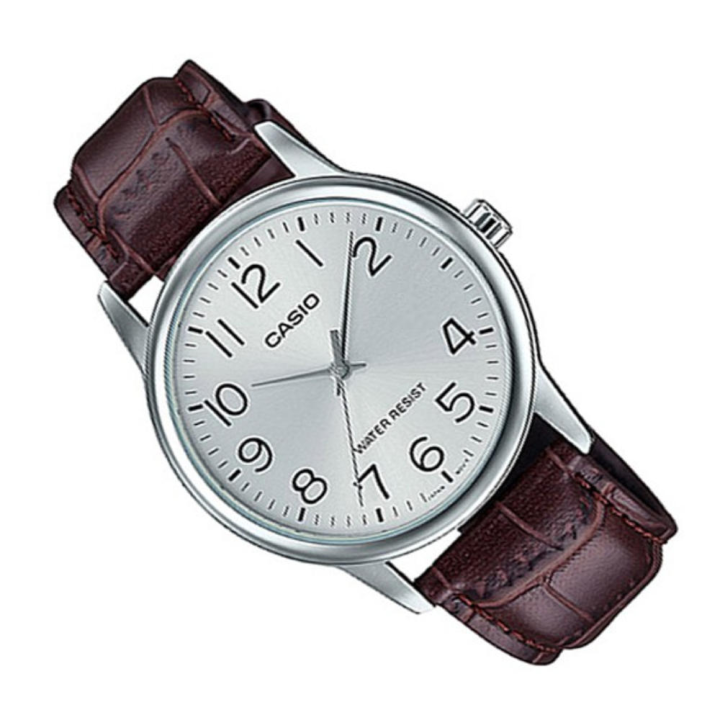 Casio Quartz Silver Dial Brown Leather Band Watch for Men A Timeless