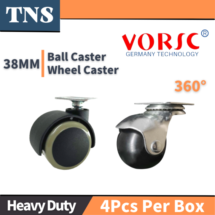 VORSC Rubber Ball Caster Wheel Swivel Universal Heavy Duty 4Pcs/Box
