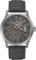 Bulova Mens Classic 6 Hand Power Reserve Leather Strap Watch Grey/ Grey Strap Classic