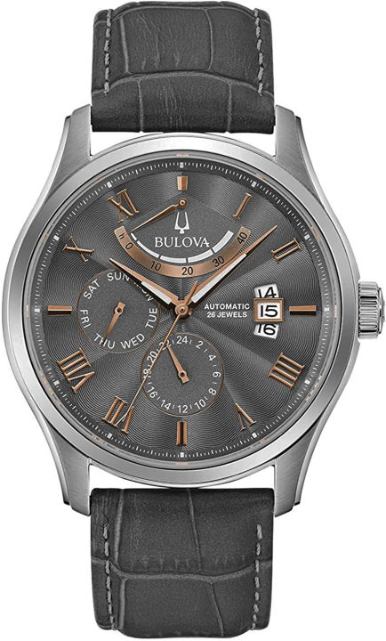 bulova-mens-classic-6-hand-power-reserve-leather-strap-watch-grey-grey-strap-classic