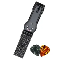 Guitar Strap,Cotton Guitar Straps with Pick Pocket and Leather Ends for Bass,Electric & Acoustic,with 2 Guitar Pick