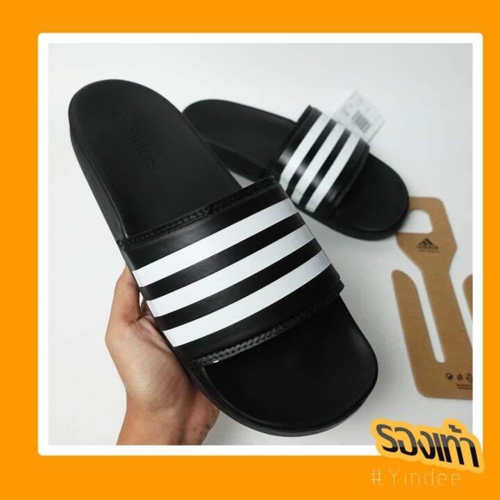 adidas adilette cloudfoam plus stripes slides