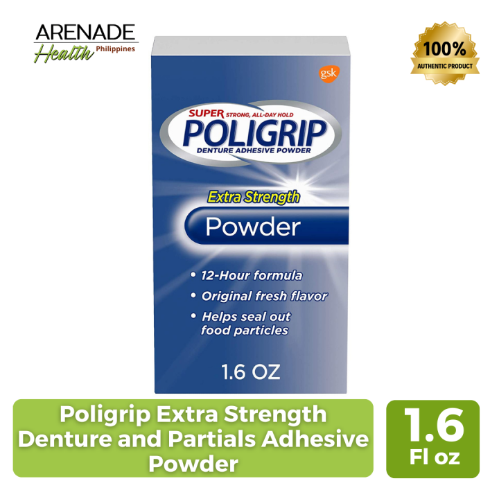 Poligrip Extra Strength Denture and Partials Adhesive Powder, 1.6 oz