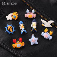 Marine Fish Bone Pins Cute Creatures Of The Deep Sea Sea Star Brooch Plastic Resin Badges Collar Backpack Decoration Jewelry