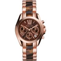 นาฬิกาผู้หญิง MICHAEL KORS Bradshaw Chronograph Brown Dial Rose Gold-tone and Tortoiseshell Acetate Ladies Watch MK5944