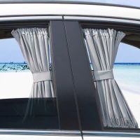 2Pcs Universal Car Sun Shade Side Window Curtain Auto Foldable Uv Protection Black Pure Cloth Sun Visor Blinds Cover Car-Styling