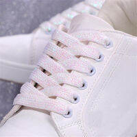 สีขาว Glitter แบน Shoelaces เงาทองเงินด้ายรองเท้า Laces Sparkly Bootlaces สี Shimmering 110ซม. รองเท้า Laces สี