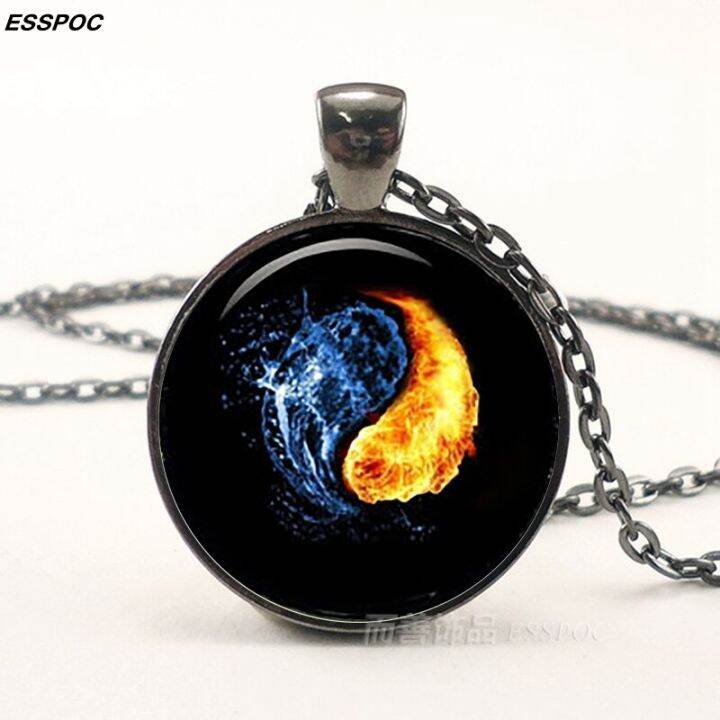 ร้อนแรง-สร้อยคอฟีนิกซ์-steampunk-yin-yang-tree-of-life-จี้แก้ว-cabochon-สร้อยคอโซ่สีดำผู้ชายเครื่องประดับแฟชั่นสำหรับผู้หญิงของขวัญ