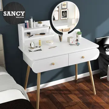 Sancy Modern Vanity Dressing Furniture, Modern White Makeup Vanity Expandable Dressing Table