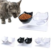 Explosive Cat Double Bowl Cat Bowl Dog Bowl Transparent AS Material Non-slip Food Bowl With Protection Cervical Transparent Cat