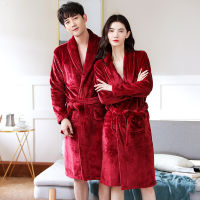 Thick Warm Robes For Women Mens Home Clothes Sleepwear Long Kimono Robes Dressing Gown Couple Pajamas Bathrobe Anime Cow Pyjamas