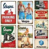 Vespa Vintage Wall โปสเตอร์ Vintage Retro Wall House ร้านอาหารตกแต่งแผ่นโลหะ Wall Decor Art ป้ายโลหะดีบุกป้าย  （Stock size: 20cm * 30cm）