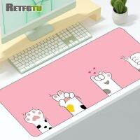 แผ่นรองเมาส์อะนิเมะขนาดใหญ่ Pink Cute Cat Claw อุปกรณ์เสริมสำหรับเกม Kawaii Office Computer Keyboard แผ่นรองเมาส์ XXL สำหรับคอมพิวเตอร์เกมคอนโซลแล็ปท็อป