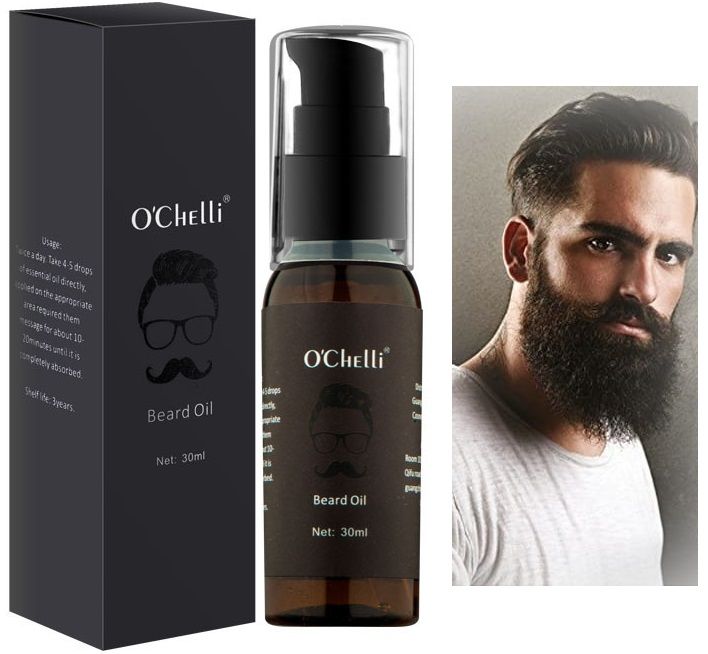 Beard Conditioning Oil Growth O'CHELLI For Men Unscented , Natural Moisture  & Softener From Jojoba & Argan Oils NON GREASY , Mens Beard Growth Oil for  Styling, Oil Growth Face Hair Thicker
