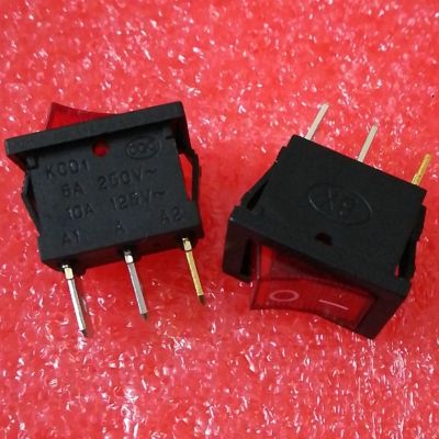 ⊙ สวิทช์โยก kcd 1-102 3pin with Lamp 6A / 250 V 10 ชิ้น 21x15mm