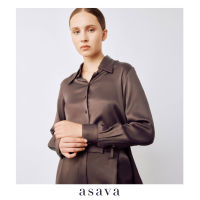 [asava aw22] Asava signature shirt with open back เสื้อเชิ้ตผู้หญิง อาซาว่า แขนยาว กระดุมด้านหน้า