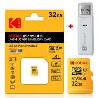 KODAK การ์ดแฟลช TF การ์ด SDXC U3 Micro SDHC พร้อมตัวอ่าน UHS-I V30การ์ดความจำ Class10 32 / 64 / 128 / 256GB สำหรับโดรนโทรศัพท์ในรถ