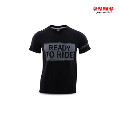 YAMAHA เสื้อยืดสกรีน READY TO RIDE สีดำ