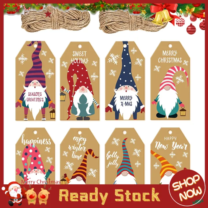 UG 100pcs Merry Christmas Gift Tags Kraft Paper Card Hang Tag Gift Bags