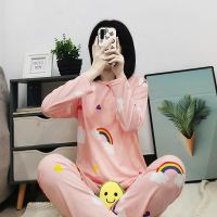 COD SDFGDERGRER 【New stock】Plus size Womens long sleeve pajamas Casual Pure cotton nightwear sleepwear