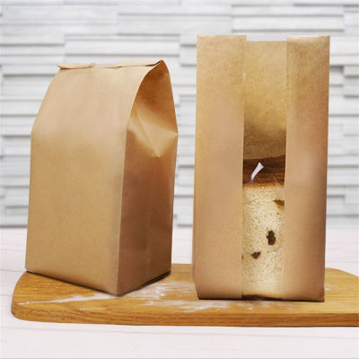 50 Pcs Oil-Proof Food Paper Bag Window Transparent Bread Toast Baking Packing