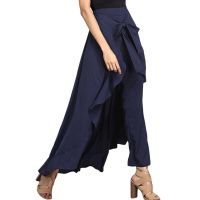 Hot Selling Women Palazzo Pants 2023 Causal Ruffle Drawstring Trouser Elegant High Waist Irregular Loose Pure Color Autumn Female Pant Skirt