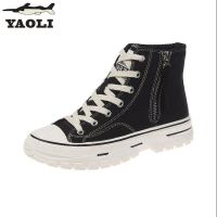 ✁  Yao fall 2022 new high help han edition joker breathable canvas shoes female student flat leisure web celebrity sandals