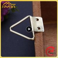 1 8PCS Golden Triangle Double Hole Hanging Picture Frame Hardware Hook Home Decor Wall Mount Hanger Hook Ring Iron 3.2 X 2.85cm