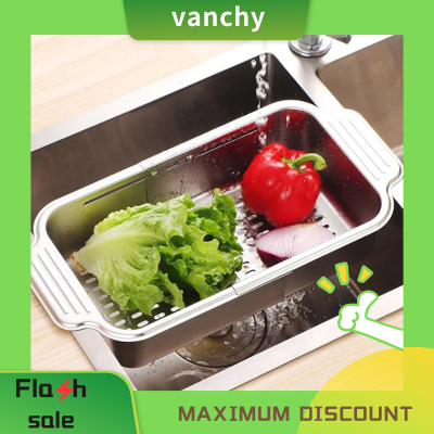 Vanchy Dish Drainers Drain Basket Expandable Stainless Steel Dish Drying Rack Over Sink Organizer Dropship