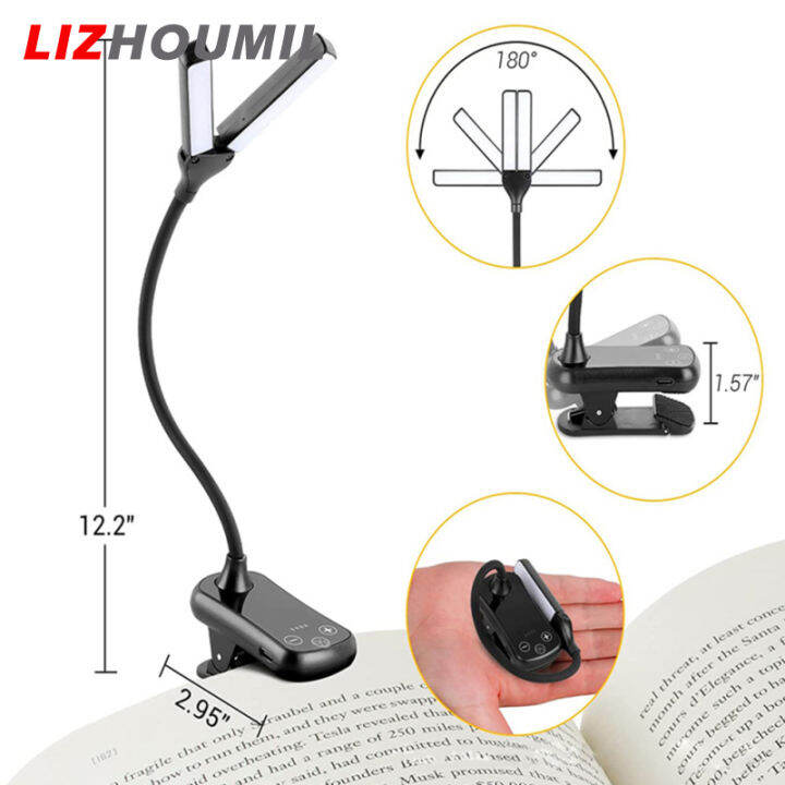 lizhoumil-ไฟอ่านหนังสือ14ดวงคลิป-led-ปรับความสว่างได้3อุณหภูมิสี8ไฟโต๊ะแบบชาร์จใหม่ได้-usb-เหมาะสำหรับคนรักหนังสือ