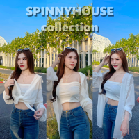 ?SpinnyHouse? เสื้อเชิ้ต เสื้อเชิ้ตยาว ผ้าชีฟอง OVERSIZE เสื้อชีฟอง  ใส่สบายยม้ากก ใส่เที่ยวทะเล เดินชิล เสื้อเชิ้ตหญิง รุ่น ชีฟอง