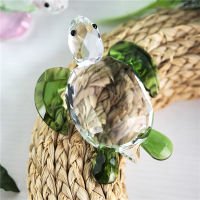 H&amp;D Cute Crystal Animal Figurine Green Sea Turtle Craft Decor Art Glass Home Office Table Collectible Ornament Christmas Gift