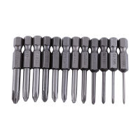 12 ชิ้น 50 มม. ความยาว 1/4 นิ้ว Hex Shank S2 โลหะผสม Magnetic Cross Phillips ไขควง บิต