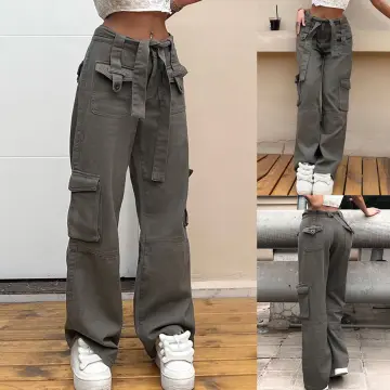 Women's Vintage Flare Jeans Streetwear Harajuku 2000s Y2k Baggy Straight  Denim Trouser Korean High Waist Wide Leg Pants Clothes