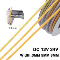 Narrow 3MM 5MM 8MM COB LED Strip 384LEDs/M High Density Flexible Tape Ribbon 3000 4000K 6000K RA90 FCOB Led Lights DC12V 24V