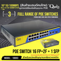 **ส่งทุกวัน!** POE SWITCHING 16 PORT10/100 +2UP LINK PORT 10/100/1000 + 1 SEP รหัส 18003 Qoolis