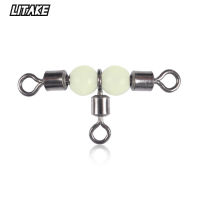 10ชิ้น/เซ็ตตกปลา Rolling Barrel Swivels Connector T-Shaped Solid Ring Fishing Tackle With Luminous Bead