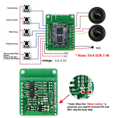 QCC3034 BT 5.1โมดูลรับเสียงรองรับ APT-X APTX-HD เครื่องขยายเสียง3.6-5.5V