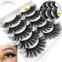 GUJI1817559 SKONHED 5 Pairs แฮนด์เมด Wispy Flared ปุย ต่อขนตา ขนตาปลอม Crisscross 3D Faux Mink Hair