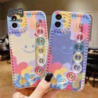 เคสด้านหลังโทรศัพท์แบบนิ่มสำหรับ Iphone,เคสโทรศัพท์ป้องกันโทรศัพท์โซ่พันข้อมือโทรศัพท์ SEJUE4373การไล่ระดับสีลูกกวาด Smiley Simle กันกระแทกลายดอกไม้ TUP เคสกรอบโทรศัพท์มือถือสำหรับ iPhone