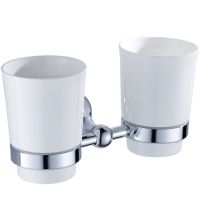 Brass Silver Toothbrush Tooth Cup Holder Double Cup Holder Ceramic Gargle Cups Wall Mount Bathroom Accessories