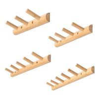 Eco-friendly Natural Wooden Coat Hooks Wall Hanger Hat Clothes Bag Rack Storage Shelf Key Holder Organizer Household wholesales